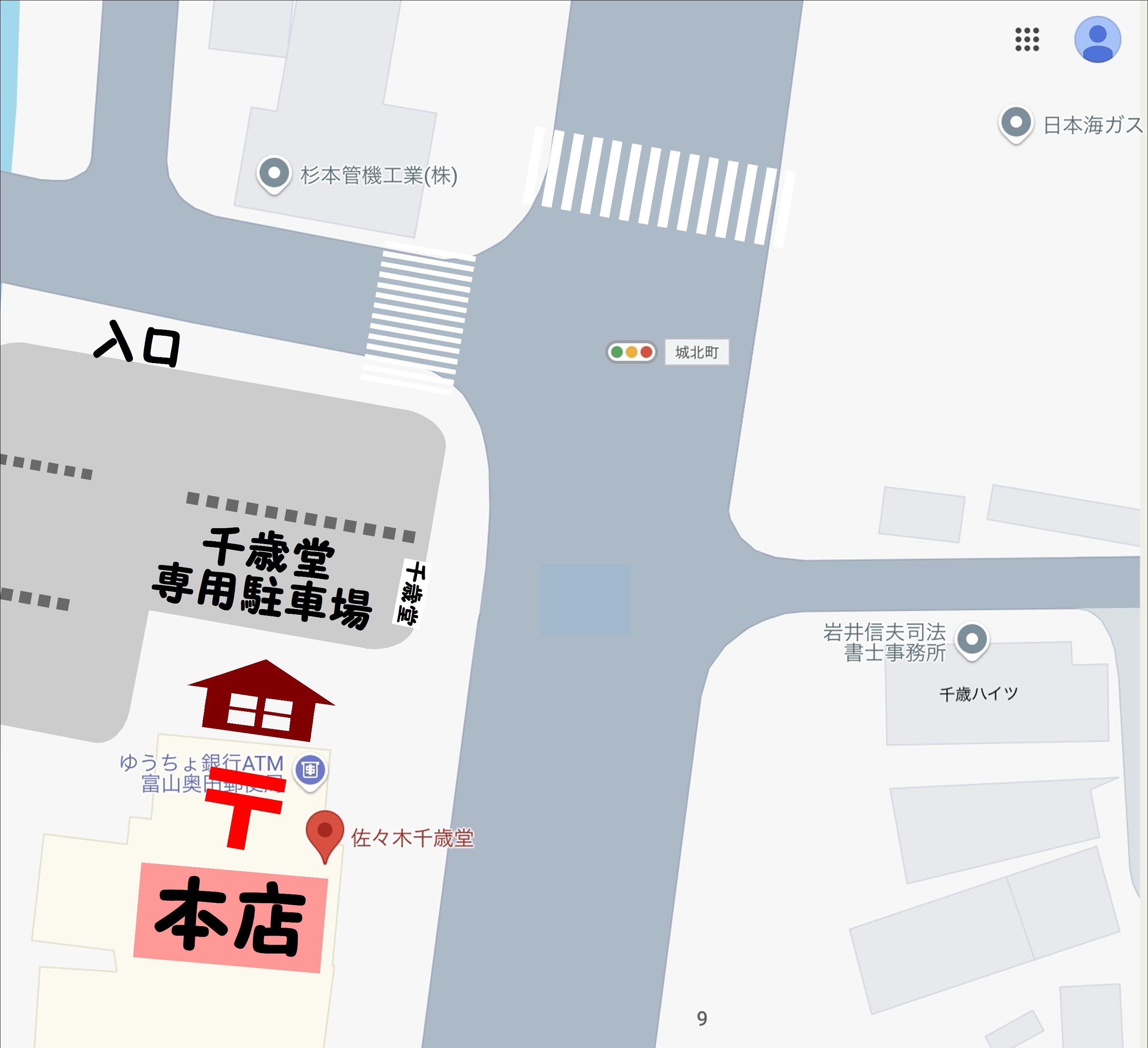 佐々木千歳堂　駐車場マップ